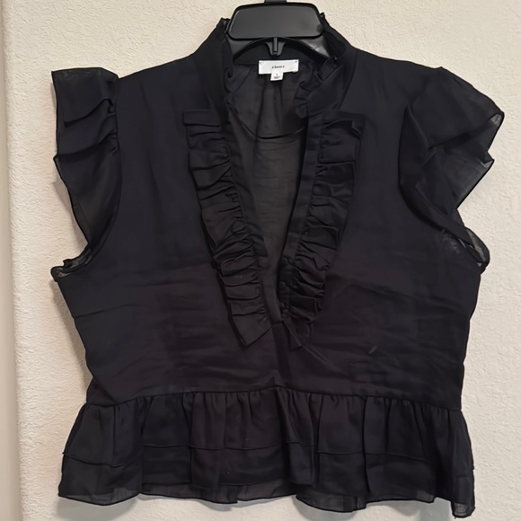 Chic Black Ruffled Top - Picture 1 of 1